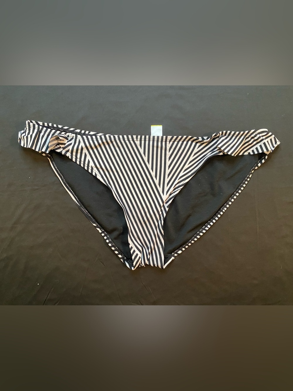 Striped Black and Gray Women’s Swim Bikini Bottom